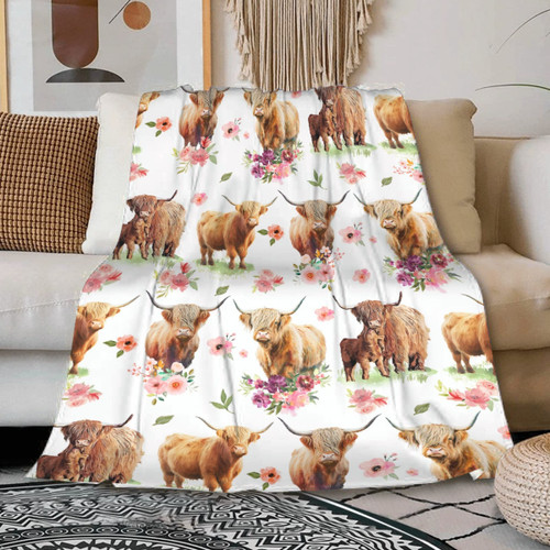 Highland Cow Blanket Cow Gifts for Women Ultra Soft Cozy Plush Fleece Warm Throw Blanket Highland Cow Decor Highland Cow Gifts 40"x50"