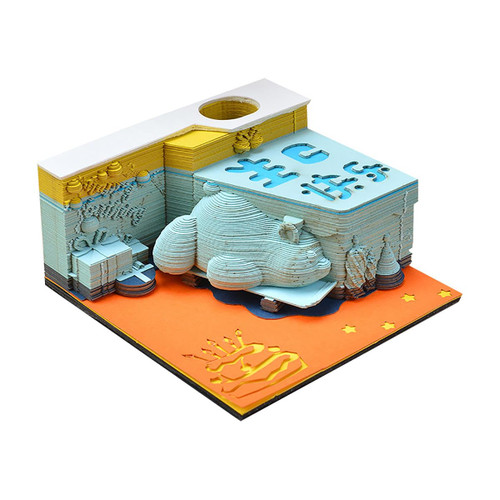 3D Notepad,DIY 3D Funny Creative Memo Pad,3D Paper Sculpture Notepad,3D Sticky Notes with Pen Holder,Tear Away Artistic Notepad,3D Memo Pad,Artsy Pads for Office Home Gifts Ornaments