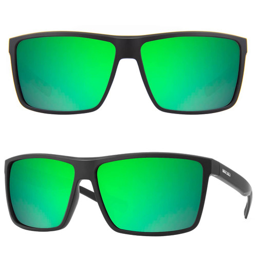 MAXJULI Polarized Big Sunglasses for Men Women with Big Heads UV 400 Protection (fit XL size) Black/Green