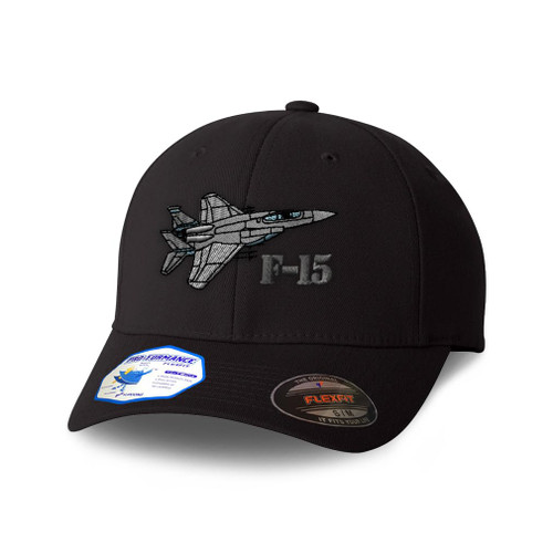 Custom Flexfit Hats for Men & Women F-15 Aircraft Name Embroidery Airplane Polyester Dad Hat Baseball Cap Large XLarge Black Design Only