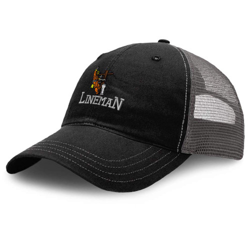 Richardson Trucker Mesh Hat Lineman A Embroidery Cotton Dad Hats for Men & Women Snapback Black Charcoal