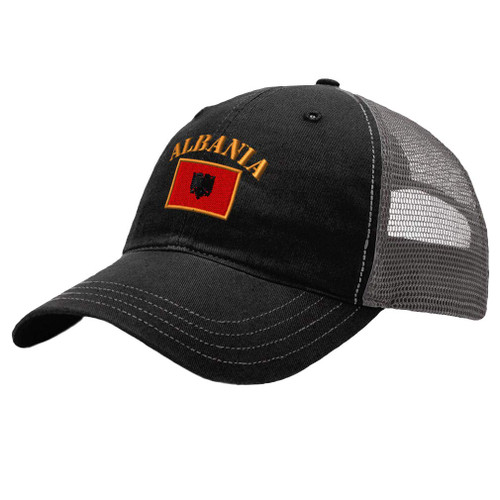 Richardson Trucker Mesh Hat Albania Flag Embroidery Cotton Dad Hats for Men & Women Snapback Black Charcoal