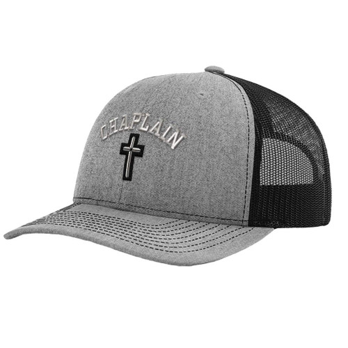 Richardson Trucker Hat Cristian Chaplain Cross Embroidery Polyester Baseball Cap Snapback Heather Grey Black