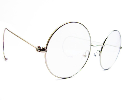 Agstum Retro Round Optical Rare Wire Rim Eyeglass Frame (Silver, 45mm)