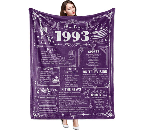 30th Birthday Gifts for Women 1993 Blanket 80x60 Inch,30th Birthday Gifts for Her,30 Year Old Birthday Gifts for Women,30th for Women Sister Wife Mom Grandma Soft Warm Purple Blanket 30th Birthday Gifts for Women 1993 Blanket 80x60 Inch,30th Birthday Gifts for Her,30 Year Old Birthday Gifts for Women,30th for Women Sister Wife Mom Grandma Soft Warm Purple Blanket