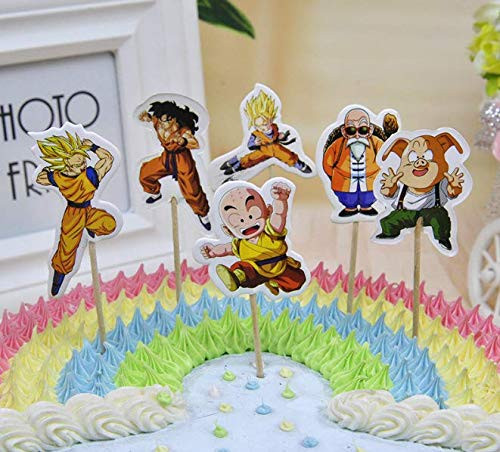 24x Cupcake Topper Picks dragon ballz Themed Cupcake Toppers For Kids Party