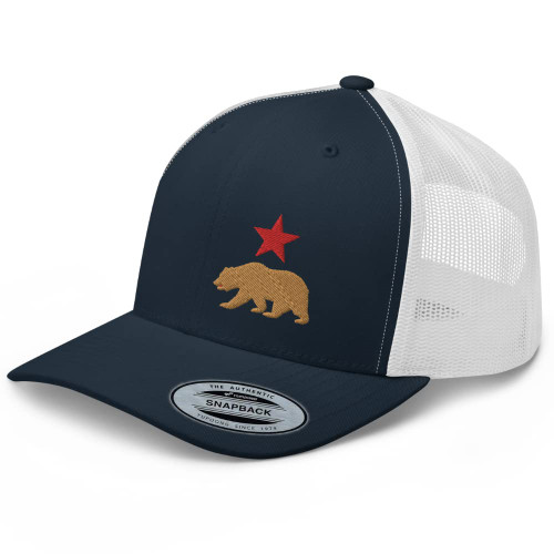 RIVEMUG California Trucker Hat Bear and Star Snapback Mesh Baseball Cap Men Women Navy/White RIVEMUG California Trucker Hat Bear and Star Snapback Mesh Baseball Cap Men Women Navy/White