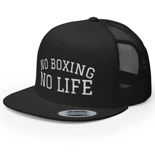 RIVEMUG No Boxing No Life Premium Trucker Hat High Crown Flat Bill Adjustable Cap Black