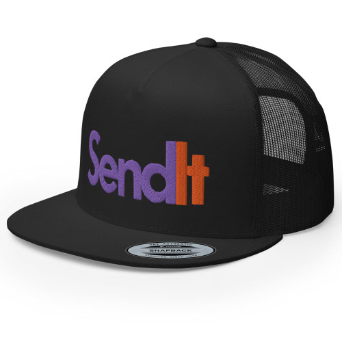 RIVEMUG Send It Trucker Hat Funny Golf Flat Bill High Crown Adjustable Cap Black