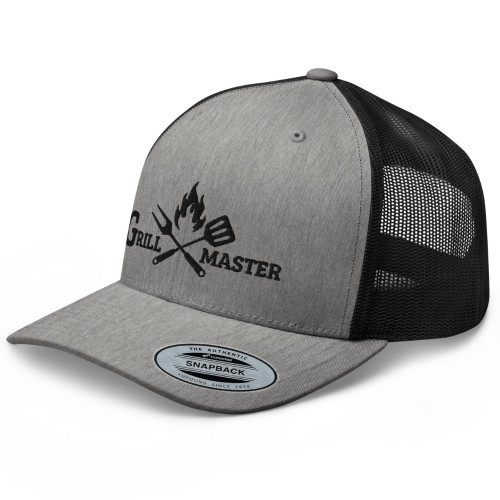 RIVEMUG Grill Master Trucker Hat Curved Bill Mid Crown Adjustable Cap Men Cooking Funny Chef Hat Heather/Black