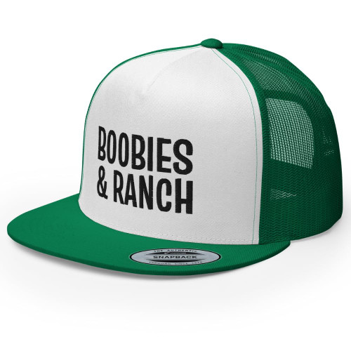 RIVEMUG Boobies and Ranch Premium Trucker Hat Flat Bill High Crown Adjustable Funny Cap for Men