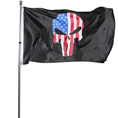ROTERDON Punisher Skull Police Flags - 3x5 Thin Red Line Memorial Indoors Lightweight Polyester US Flag