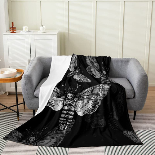 Death Moth Flannel Fleece Throw Blanket, Boho Moth All Season Bed Blanket Gothic Skeleton Fuzzy Blanket for Bed Sofa Couch, Horror Dark Bedroom Decor Plush Blanket Twin 60"x80" Death Moth Flannel Fleece Throw Blanket, Boho Moth All Season Bed Blanket Gothic Skeleton Fuzzy Blanket for Bed Sofa Couch, Horror Dark Bedroom Decor Plush Blanket Twin 60"x80"