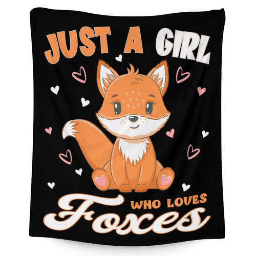 Fox Throw Blanket for Girls - 40x50 Inches Flannel Blanket Size Soft Fuzzy Plush Throws Gift - Black Cute Blanket for Couch & Sofa