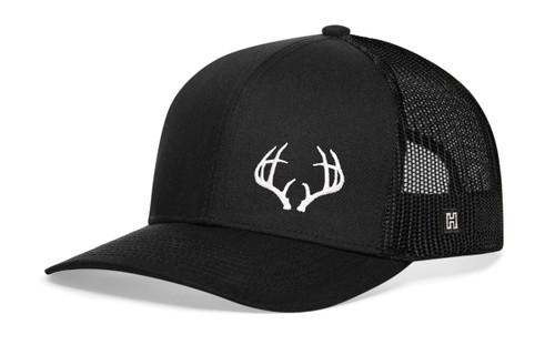 HAKA Buck Antler Embroidered Trucker Hat, Outdoor Hat for Men & Women, Adjustable Baseball Cap, Mesh Snapback, Golf Hat - Black