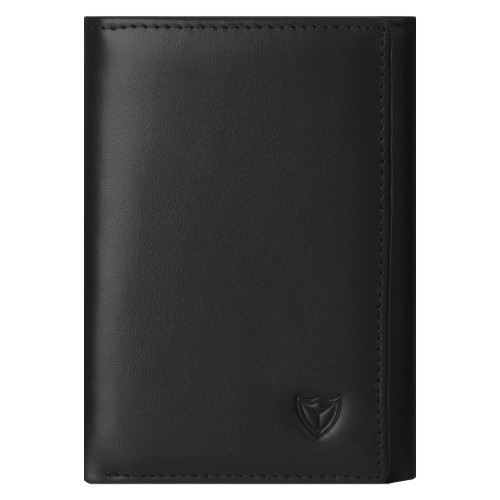 DONWORD Trifold Wallet for Men Slim Leather Card Holder RFID Blocking Front Pocket Card Case Minimalist Wallet (Black)