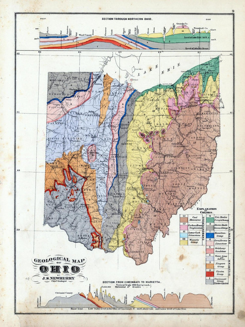 AllPosters Wall Giclee Print 1875, Ohio State Geological Map, Ohio, United States, 18x24