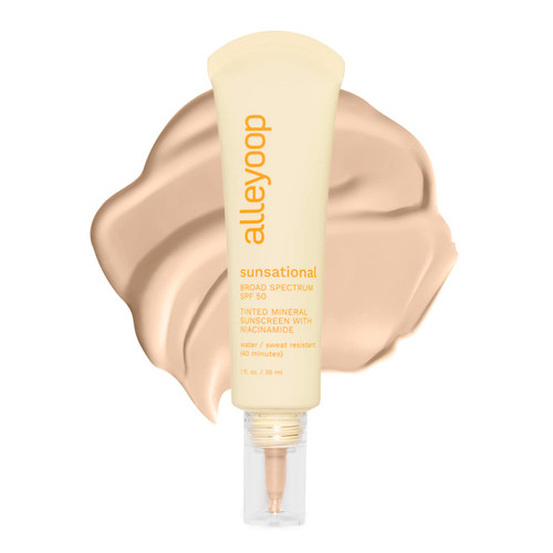 Alleyoop Sunsational Tinted Moisturizer Sunscreen for Face Broad Spectrum SPF 50, Tinted 100% Mineral Sunscreen with Niacinamide & Jojoba, Protects Hydrates and Soothes Skin, Vegan, Cruelty-Free - Sunrise
