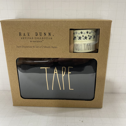 Rae Dunn Tape Dispenser Office Desk Organizer - Ceramic - Black