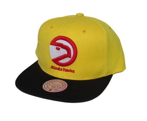 Mitchell & Ness Atlanta Hawks Core Basic Snapback Adjustable Hat Cap - Yellow and Black Mitchell & Ness Atlanta Hawks Core Basic Snapback Adjustable Hat Cap - Yellow and Black