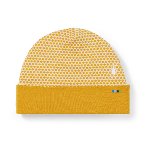 Smartwool Thermal Merino Reversible Pattern Cuffed Merino Wool Beanie for Men and Women, Honey Gold Dot, One Size