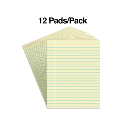 STAPLES Notepads, 8.5-Inch X 11-Inch (Us Letter), Narrow Ruled, Canary, 50 Sheets/Pad, 24/Carton (St57296vs)