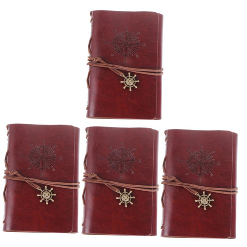 STOBOK 4pcs Office Diary Book Vintage Notebook Journal Travel Diary Mens Notebook Leather Diary Leather Writing Notebook Blank Notebook Notepad Spiral Notepad A4 Man Pocket Scrapbook