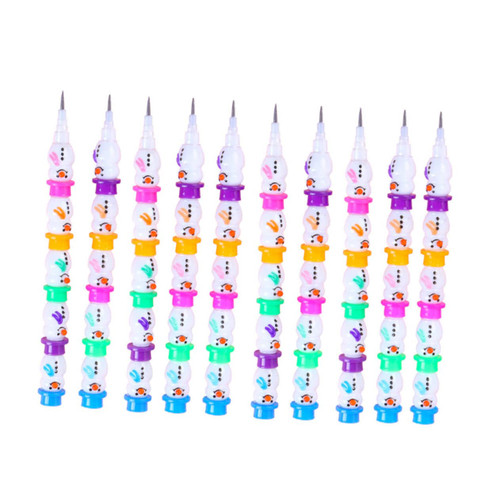 EXCEART 60 Pcs Snowman Pencil Stacking Point Pencils Cute Colored Pencils Christmas Pencils Christmas Present Pencils Stackable Push Pencil Multi Pencil Animal Office Writing Pen Plastic