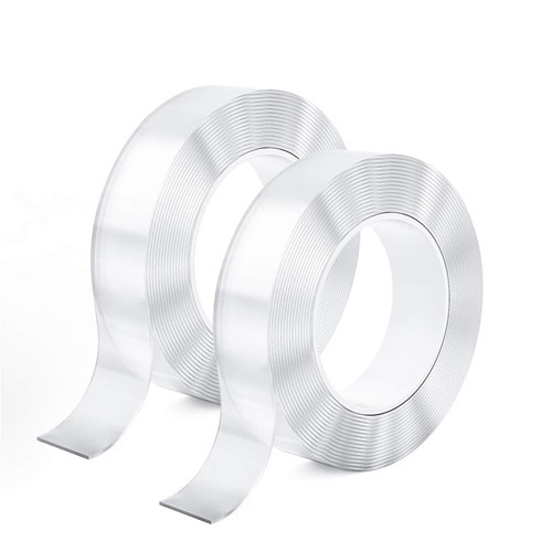 hAnduO Strong Double Sided Tape 2mm Thicken Transparent Reusable Waterproof Adhesive Tape Cleanable Traceless Nano Tape Double Sided Tape 1M/2M/3M Nano Tape (Color : 2 Rolls, Size : 2M_2MM_30MM)