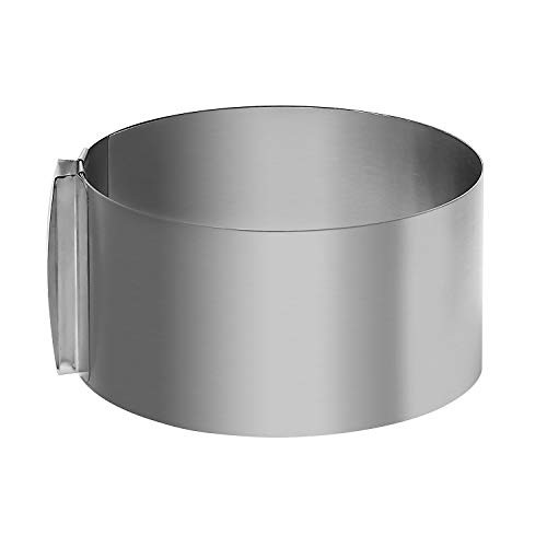 6-12 Inch Cake Mold Ring, KINJOEK Retractable Stainless Steel Adjustable Round Mousse Cake Ring Milk Bar Mold Cake DIY Baking Mould Tool