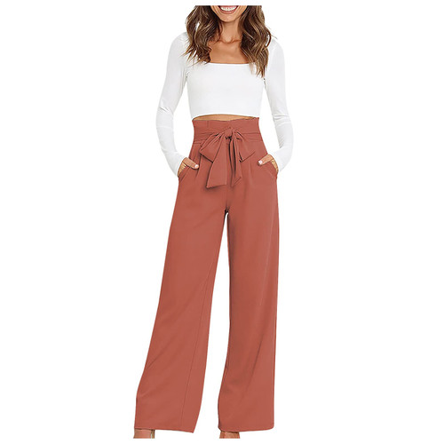 PVTOSD Womens Wide Leg Pants, Women's Casual Workplace Temperament Trousers Loose All-Match Straight Pants Trousers for Women Plus Size Maternity Pants Trousers Pants Dress Pants (L, Wine)