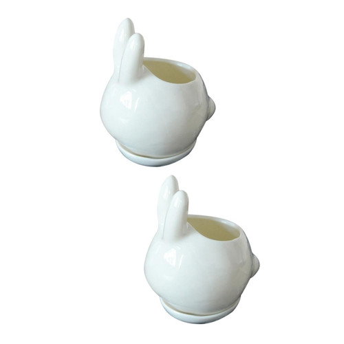 Yardwe 2pcs Round Plant Pot Ceramic Pot Ceramic Planters Nursery Plant Porcelain Planter Pot Pots for Plants Pots Plants Ceramic Flower Pot Metal Flower Pot Mini Pots White Cute Container