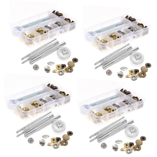 Housoutil 120 Sets Snap Button Suit Tools Sewing Kit with Buttons Snaps for Clothing Cover Button Kit Metal Snap Buttons Metal Snaps Buttons for Jeans Snap Tool Fastener Down Jacket Iron