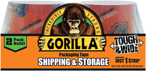 Gorilla 6030402 Heavy Duty Packaging Tape Tough & Wide Refill Rolls, 30-Yd. (Pack of 2) - Quantity 6