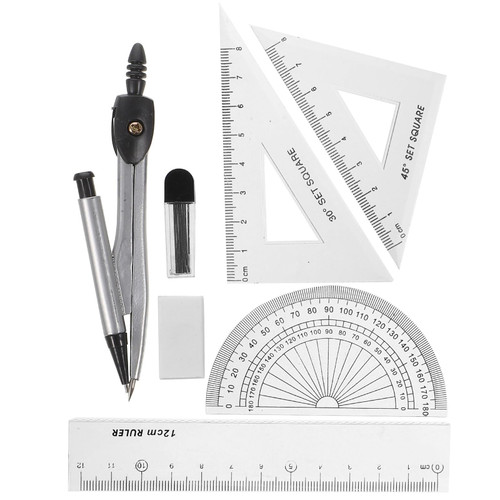 EARSHOT Drafting Tools Mathematical Geometry Set with Storage Box, Including Compass, Ruler, Protractor, Eraser, Refills, Suitable for Drawing and Students Compass and Protractor Set