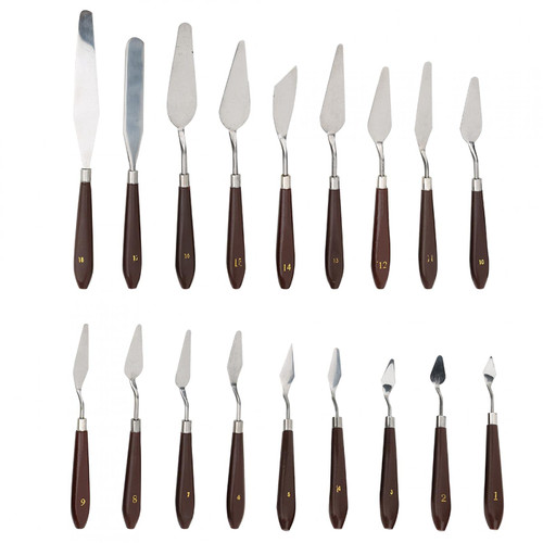 18Pcs Palette Knife Set 18Pcs Paint Scraper Knife Painting Tool Art Supplies Stainless Steel Spatula Palette(18pcs)