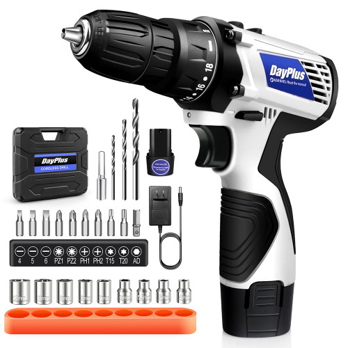 16.8V Cordless Drill Driver Kit Electric Drill Screwdriver Set Compact & Portable, 3/8-Inch Keyless Chuck, Power Drill Kit with Battery and Charger, 23pcs Drill Bits, Storage Case