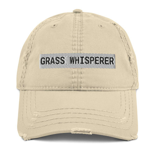 CreativeTees4You Grass Whisperer Lawn Mowing Distressed Dad Hat Baseball Cap Adjustable Lawn Mower Khaki