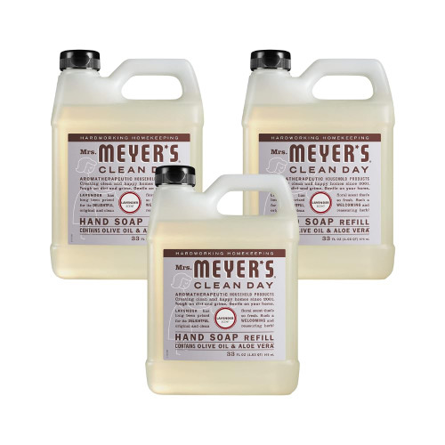 Mrs. Meyer's Hand Soap Refill, Made with Essential Oils, Biodegradable Formula, Lavender, 33 fl. oz (Pack of 3)