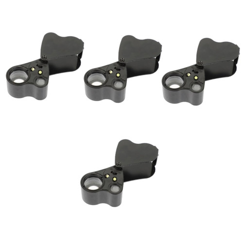 EXCEART 4pcs Jewelry Magnifying Glass Loupe Magnification Gold Tester Jewelers Glasses Gold Testing Kit Magnifying Jewelers Loupe Illuminated Jewelers Microscope Acrylic Jewelry Gems Twin