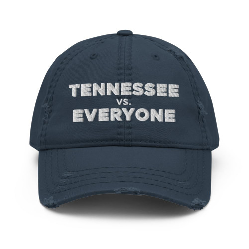 Hogue WS LLC Tennessee vs Everyone Hat (Embroidered Distressed Dad Cap) Navy