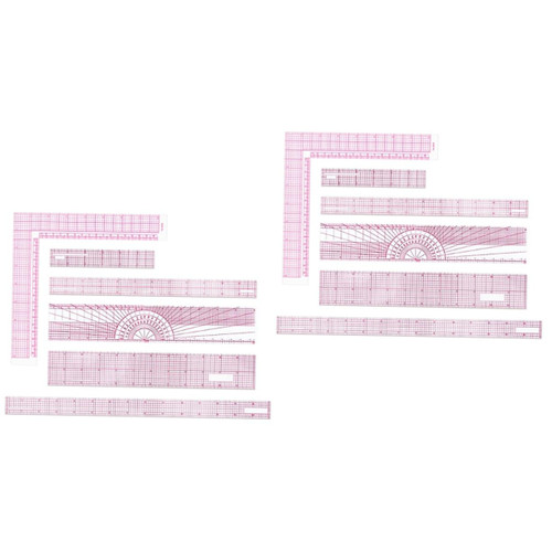 VILLCASE 12 Pcs Clothing Cutting Ruler Sewing Template Small Ruler Pattern Making Ruler Kit Sewing Ruler Tailor Rulers Patchwork Measuring Tools Quilting Round Ruler Metric System Plastic