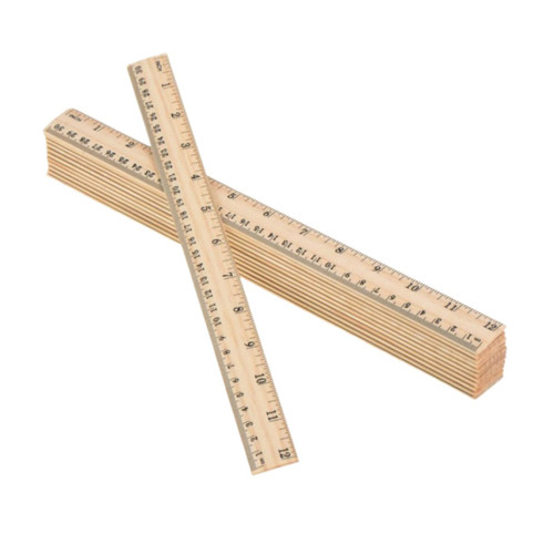 TEHAUX 64pcs 12 Wooden Measuring Stick Tailor Straight Ruler Wood Ruler T Tool Measuring Straight Ruler Training Aid Ruler Teaching Ruler Tools Office Ruler Wooden Stick Student Vintage
