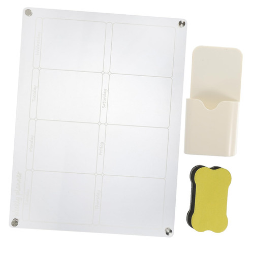 STOBOK Dry Erase Board Magnetic Writing Pad Acrylic Dry Erase Blank Erasable White Board Magnetic Schedule Plan Board Fridge Whiteboard Transparent Weekly Planner Refrigerator Meal Office