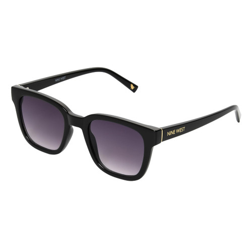 Nine West Women's Cora Square Sunglasses, Shiny Black, 50 mm