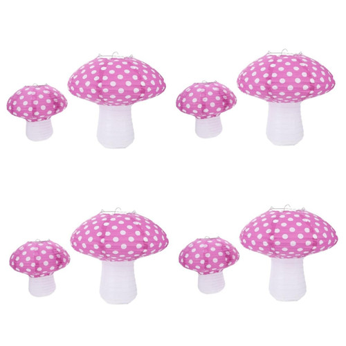 UKCOCO 8 pcs Mushroom Lantern Outdoor Hanging Lantern Mushroom- Shaped Lantern Wedding Chinese Decorations Creative Mushroom-Shaped Lanterns Paper fold Purple 3D Party Supplies