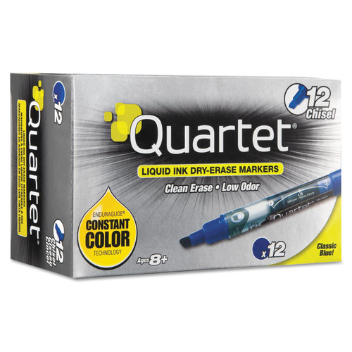 Quartet EnduraGlide Dry Erase Markers, Chisel Tip, Blue, Dozen