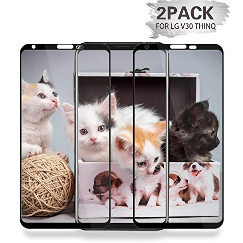 LG V30 Screen Protector [2 Pack] FENGJ Full Coverage HD Premium Tempered Glass Film 3D Touch 9H Hardness Bubble-Free Anti-Scratch [Case Friendly] Screen Protector Compatible with LG V30