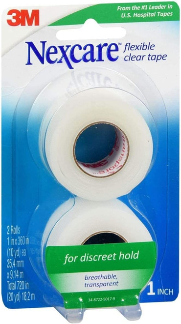 Nexcare First Aid Flexible Clear Tape 1 Inch X 10 Yards, 2ea (Pack of 7)