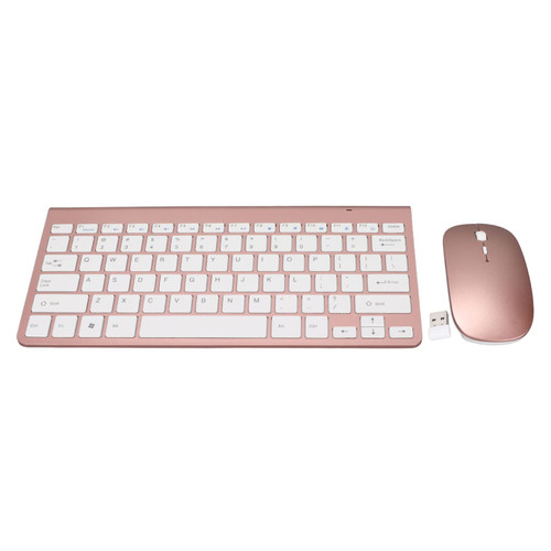 PenRux Wireless Keyboard and Mouse Combo for Windows, Silent Keyboard Mouse Set, Ergonomic Computer Keyboard, USB Plug and Play, Compact Mouse, Compatible with PC, Laptop (Rose Gold)